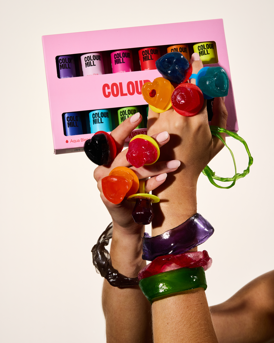 Colour Mill Aqua Blend Kickstarter pack of 12 essential water-based food colours.