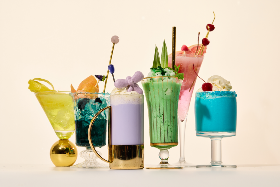 Drinks coloured with Colour Mill Aqua Blend water-based food colouring