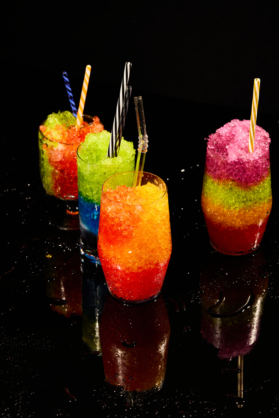 Snow cone slushies coloured with Colour Mill Aqua Blend water-based food colouring.